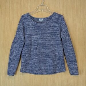 Old Navy Sweater Womens Medium Blue Marled Knit Pullover Roll Neck Cozy Casual